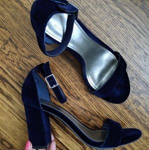 Velvet Navy Blue Heels